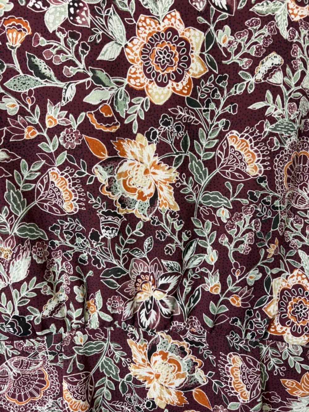 BB Dakota Burgundy Floral Romantic Wrap Flirty Mini Dress Boho Cottagecore Sz Lg - Picture 7 of 8